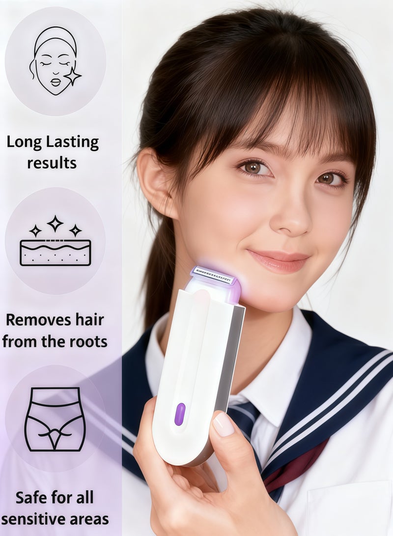 XiuWoo Electric Razor for Women,Painless Epilator,USB Rechargeable,Bikini Trimmer,Women's Shaver Cordless Wet and Dry,with 2 Pcs Heads,for Lip, Chin, Arms,face, Legs and underarms(White,UK Standard) - Image 1